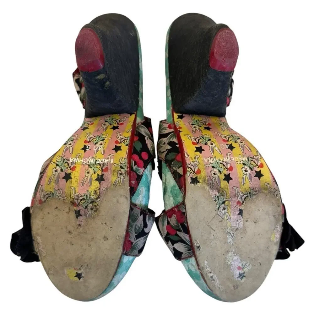 IRREGULAR CHOICE Raspberry Ripples Slingback Sandals Cottagecore Platform 40 9.5